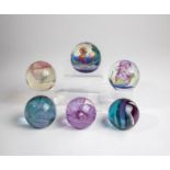 Six paperweights Scotland, Caithness, late 20th century Mixed lot of six paperweights including ''