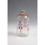 Schnapps bottle with tin mount Probably Black Forest, 18th century Colourless glass with tear. On