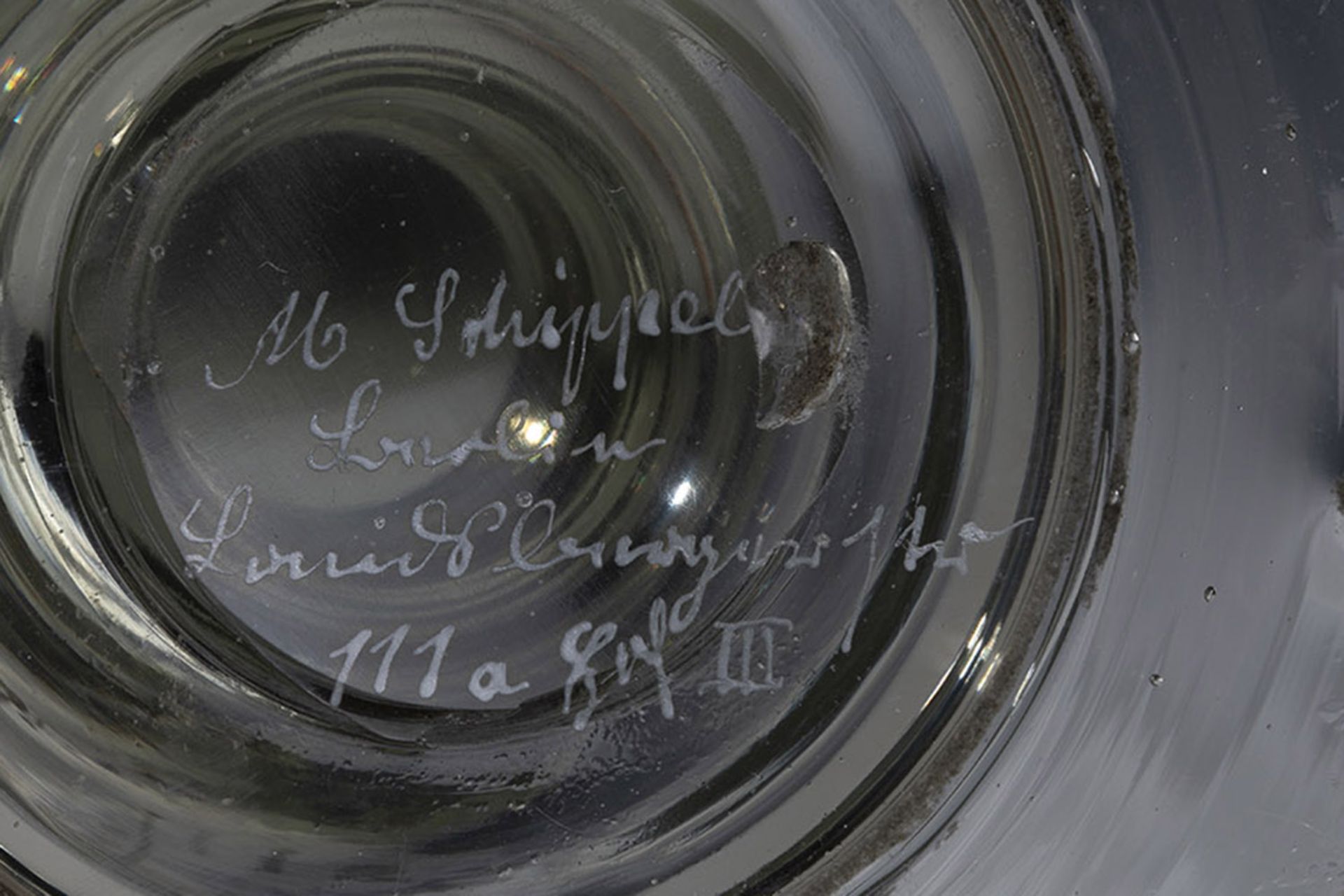Pokal Deutschland, dat. 23 June 1889 Colourless glass with polished tear. Disc base, spherical - Image 2 of 2