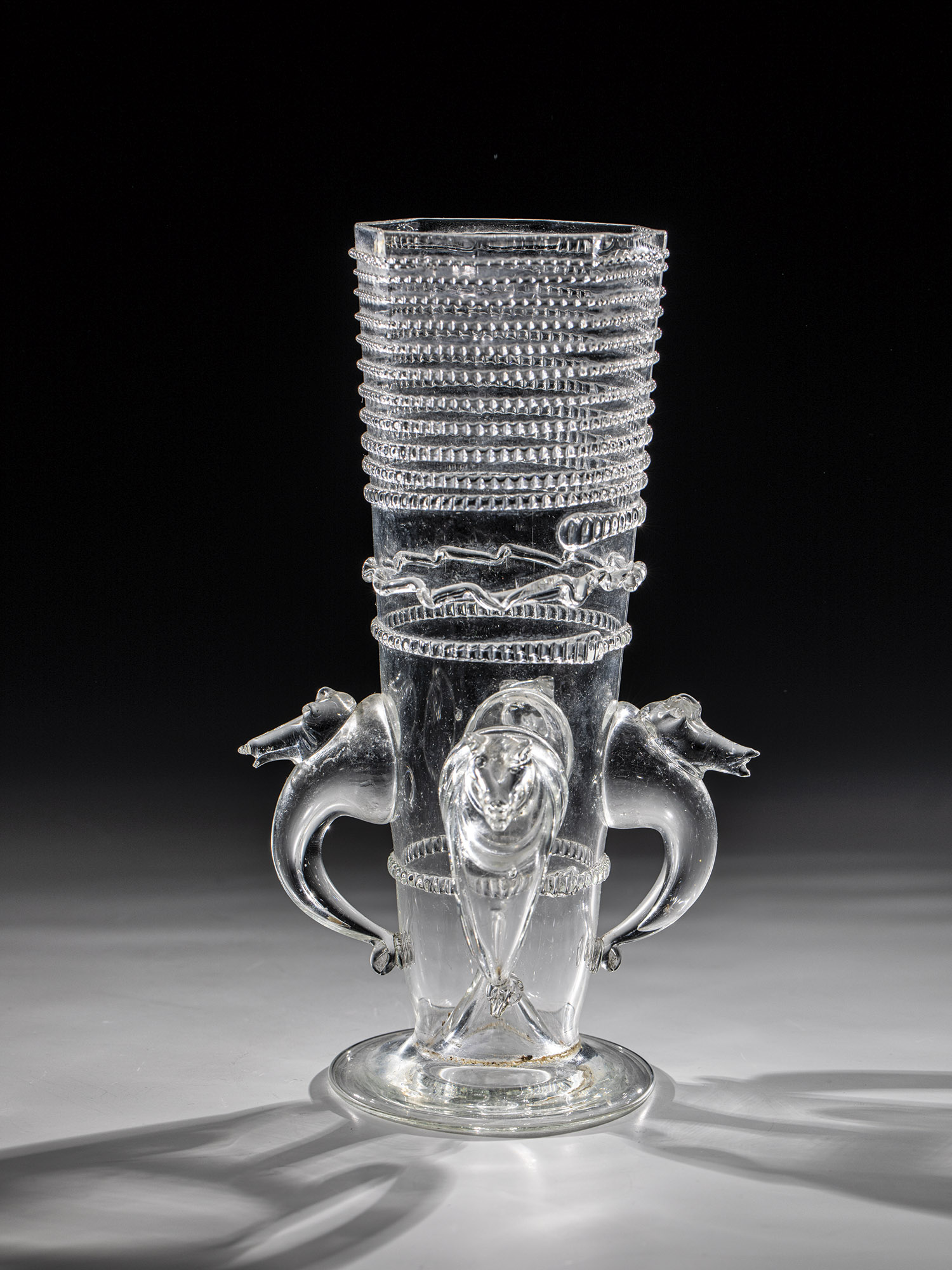 Rare tapeworm glass so-called proboscis glass German E. 18th / A. 19th century Colorless glass