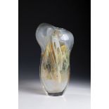 Vase Object Samuel J. Herman, 1980s Colourless glass with a slightly opalescent underlay and