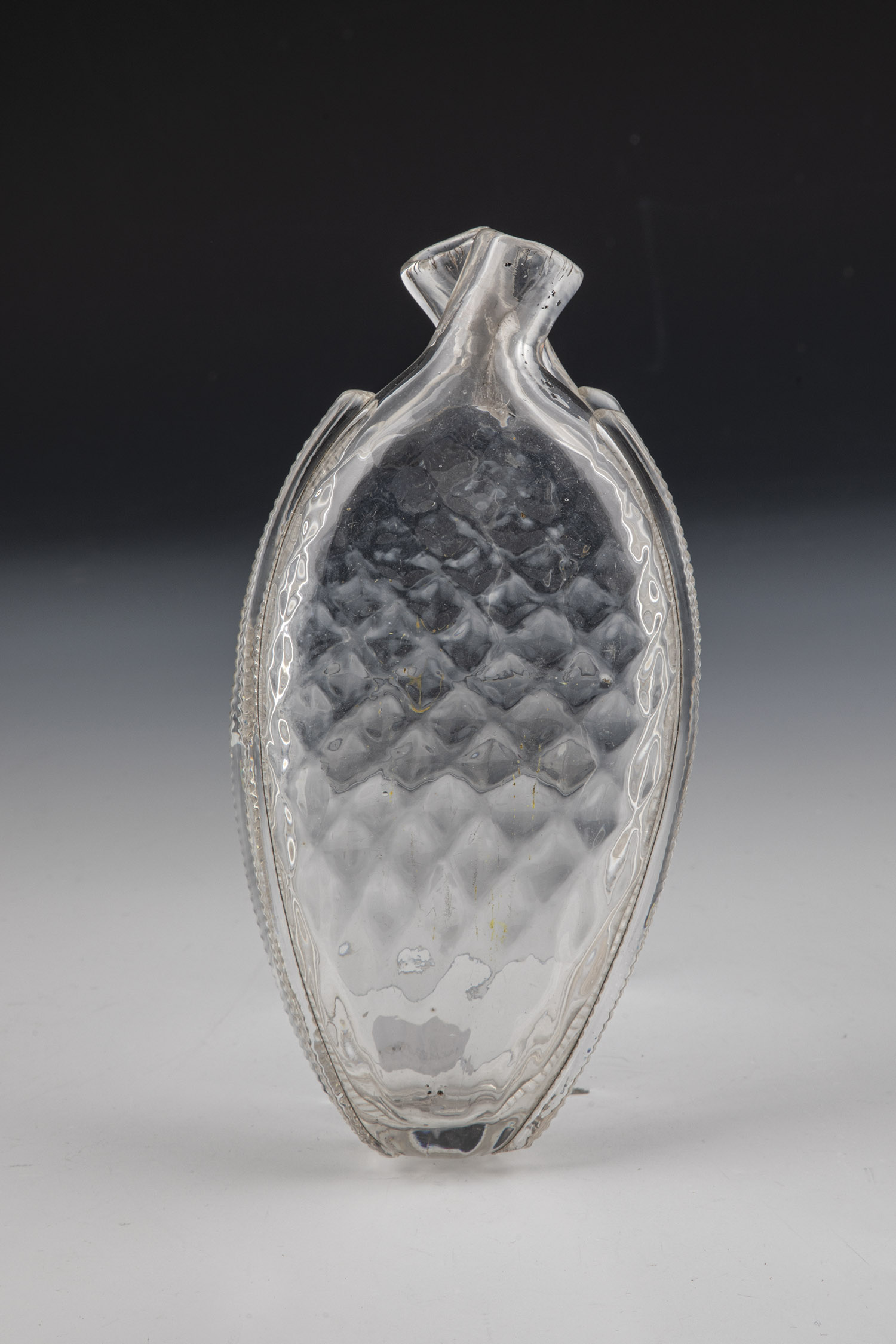Double bottle for vinegar and oil South German, 18th century Colourless, optically blown glass
