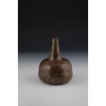 Ball bottle Netherlands, 18th century so-called onion. Soil or water find. High-pitched floor with