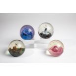 Four paperweights Scotland, Caithness, late 20th century Konovlut of four paperweights ''Cauldron'',