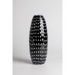 Vase ''Punti'' Venini, Murano, 1996 Thick-walled, opaque black glass with fused opaque white dots.