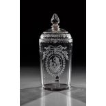 Small lidded tankard in Louis XVI style Bohemia, E. 18th century Colourless glass with flat