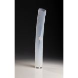 Slender vase Murano, 2003 Colorless glass, white opalescent underlay. Sleek, curved C-shape.