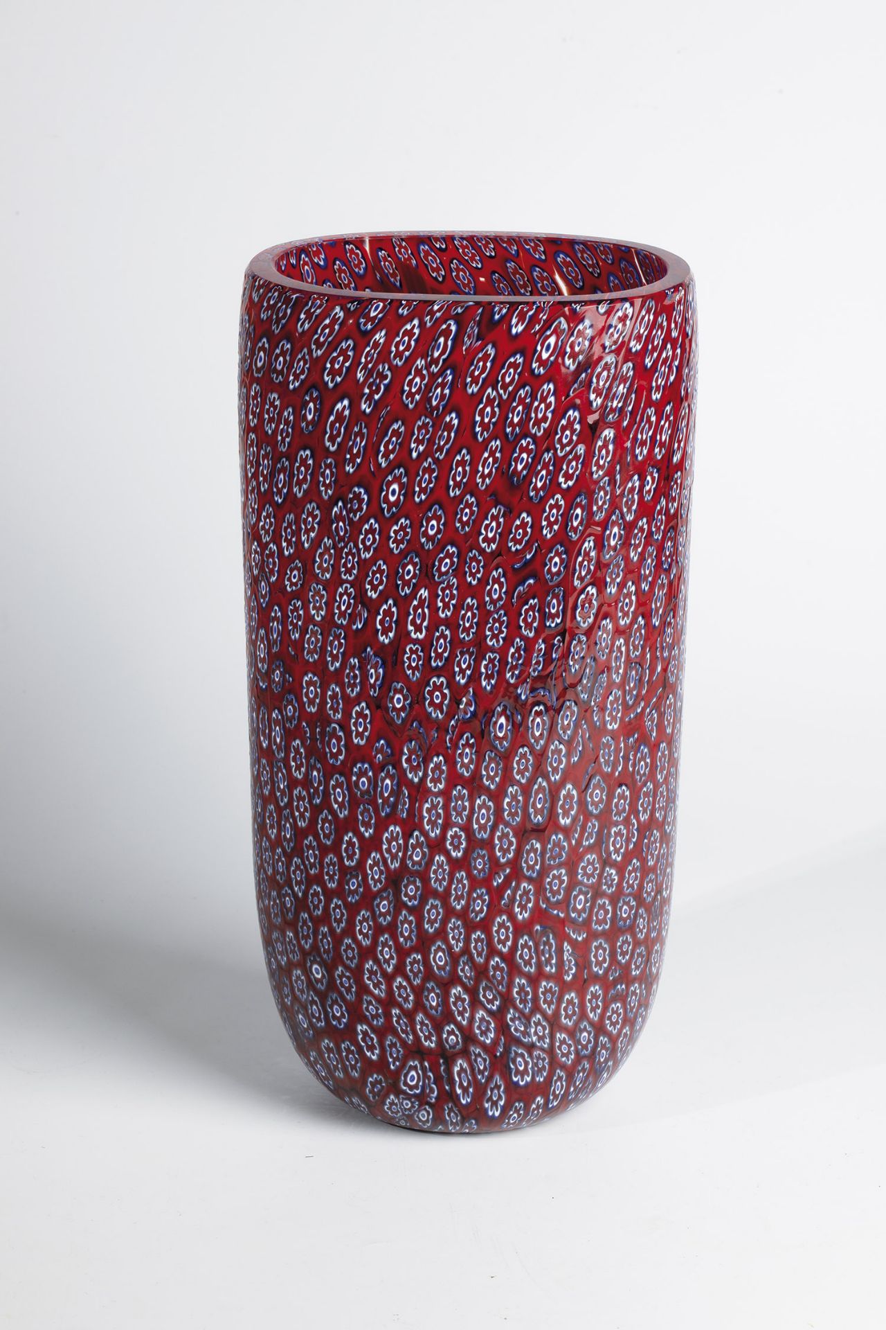 Gambaro & Poggi vase, Murano, late 20th century Colourless glass. Fused murrine decor in red, blue