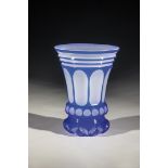 Ranft beaker Bohemia around 1840 Beaker made of white, cut alabaster glass with cobalt blue overlay,