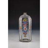 Rare, large liquor bottle with tin mount Germany, 18th century Colourless glass with tear-off. On