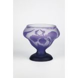 Foot vase Borowski (design), Glashuette Suessmuth, before 1996 Colourless, frosted glass with purple