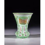 Souvenir cup with veduta from Gastein, Bohemia, ca. 1835 White alabaster glass with light green,