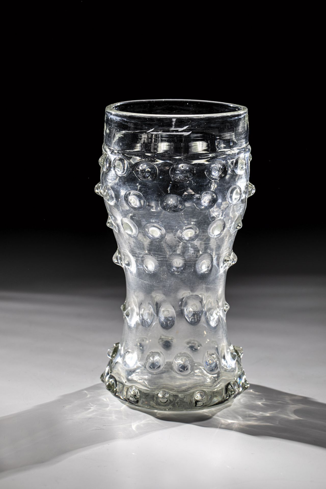 Club cup, so-called wart glass, Black Forest, E. 18th / A. 19th century, Colourless glass with