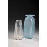 2 vases Orrefors and Ekenaes, 2nd half of the 20th century Colourless, partly strongly bubbled