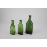 Three bottles of Germany, 20th century Green glass with embossed inscription: ''HERB SMELL INH.