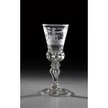 Goblet with allegory of Saxony, ca. 1760 Disc base with tear and downward turned. Kuppa with