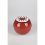 Spherical vase probably Bavarian Forest, 2nd half of the 20th century. Red glass, colourless overlay