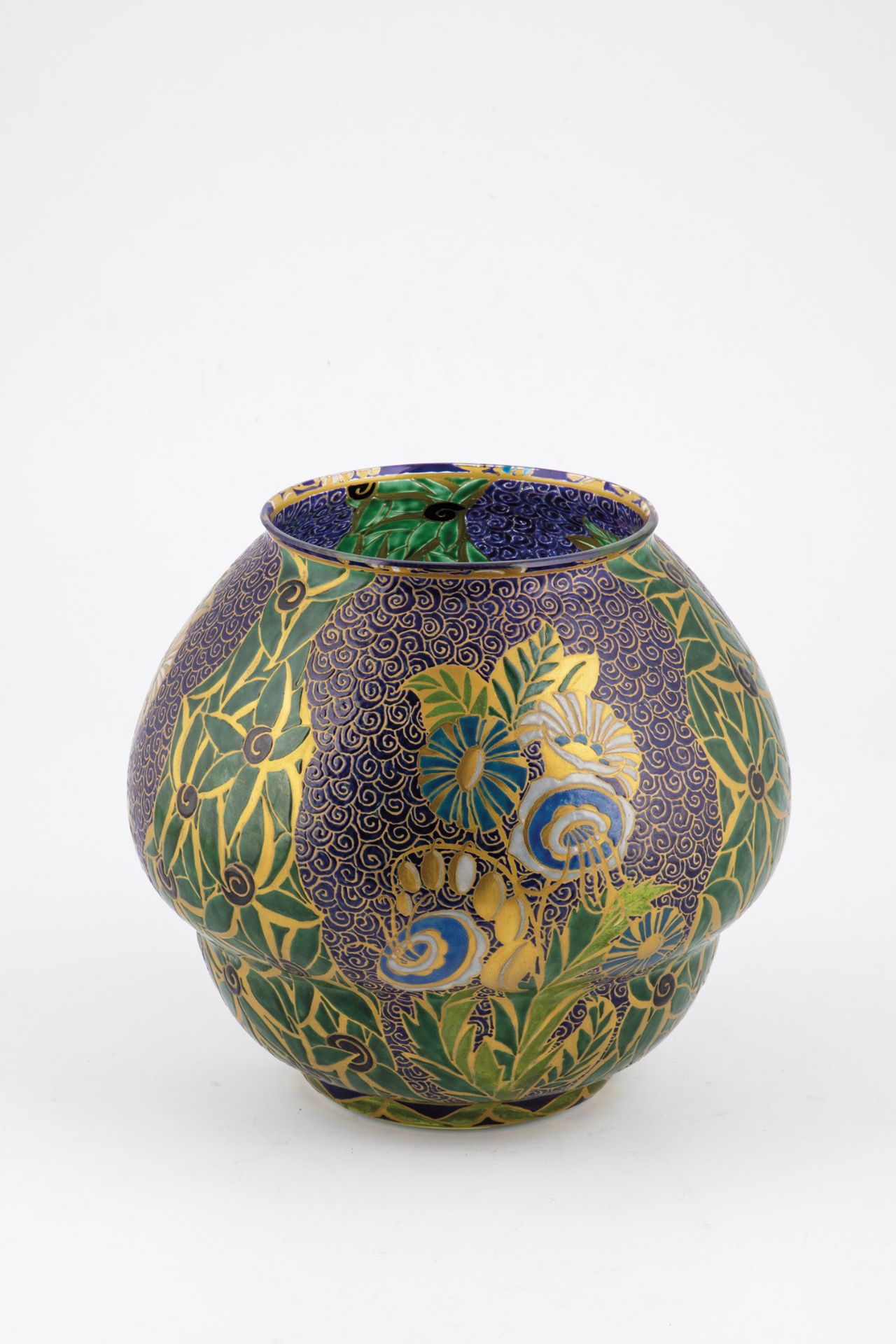 Ball Vase Auguste Heiligenstein, for Verrerie de Leune, c. 1920-30 Colourless glass decorated with