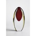 Vase ''Sasso Sommerso'' Alfredo Barbini, Murano, ca. 1962 Colourless glass with ruby red and honey
