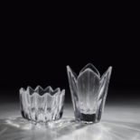 Vase and bowl Orrefors, 2nd half of the 20th century Colourless glass, moulded, cut and polished.