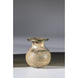 Small spherical bottle Middle East, 4th-5th century AD Bottom find. Light green glass. Short tubular