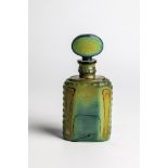 Stone glass bottle 21st century Marbled stone glass in emerald and yellow-green tones. Honed and