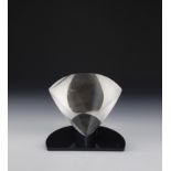 Object Karl R. Berg, 1985 Colourless optical glass, cut and polished on a blue-grey anodised