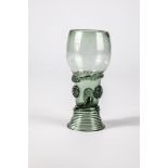 Roman German, 17th century Light green glass with spun base, high bottom, on the upper open shaft