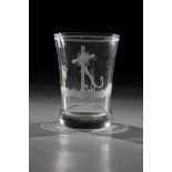 Ranft beaker Bohemia, ca. 1820 Colourless glass. Wall with allegorical depiction of love, faith,