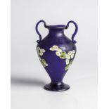 Rare Large Ornamental Handle Vase ''Murrine Floreali'' Fratelli Toso, Murano, circa 1910 Blue