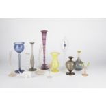 13-piece mixed lot of lamp glass 20th century Different shapes and colors. H. 6 - 33 cm.