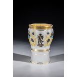 Alabaster beaker Bohemia, m. 19th century White alabaster glass. Ground balling. Bell-shaped,