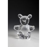 Teddy bear Cristallerie Daum, 2nd half of the 20th century Colourless glass. Poured in the mold.