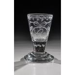 Shot glass Middle German dated 1796 Grey-tinted glass with tear-off. Three-stage disc base. Solid