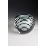 Ball Vase Stanislav LibenskÃ½ for Skrdlovice Colourless, thick-walled glass with opaque white