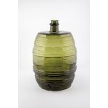 Large storage vessel in the shape of a barrel Probably France, 19th century Green, longitudinally