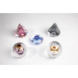 Five paperweights Sweden, late 20th century Five paperweights by Studio Ahus, all signed on the