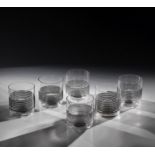 6 pcs. Glass set Fachschule Zwiesel, 2012 Colourless glass with melting and spirally applied