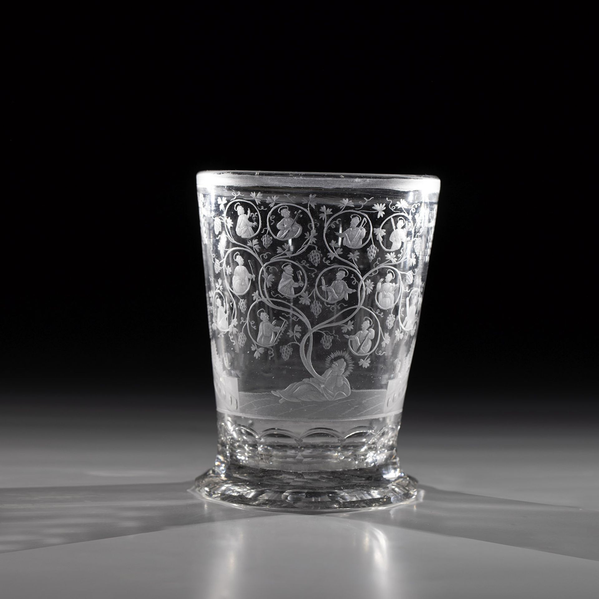 Apostle's cup Silesia, 18th century Colourless glass with a polished tear-off. Back with olive-cut