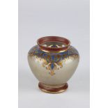 Small vase Bohemia, ca. 1900 Colourless glass with coloured opaque enamel and gold. Decorated with