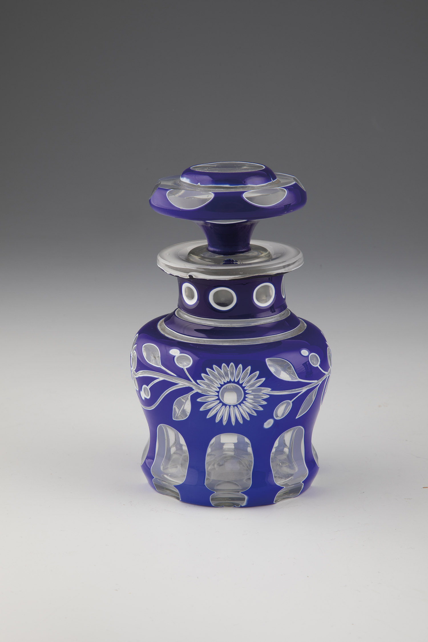 Double-cased bottle Bohemia, 1st half of the 19th century Colourless glass with tin enamel and