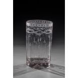 Beaker Jizera Mountains, ca. 1820 Manganese-tinged glass with tear-off. Pearls of air concentrically