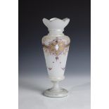 Vase Alabaster Glass Schachtenbach, ca. 1880 White alabaster glass on a raised base. Decorated