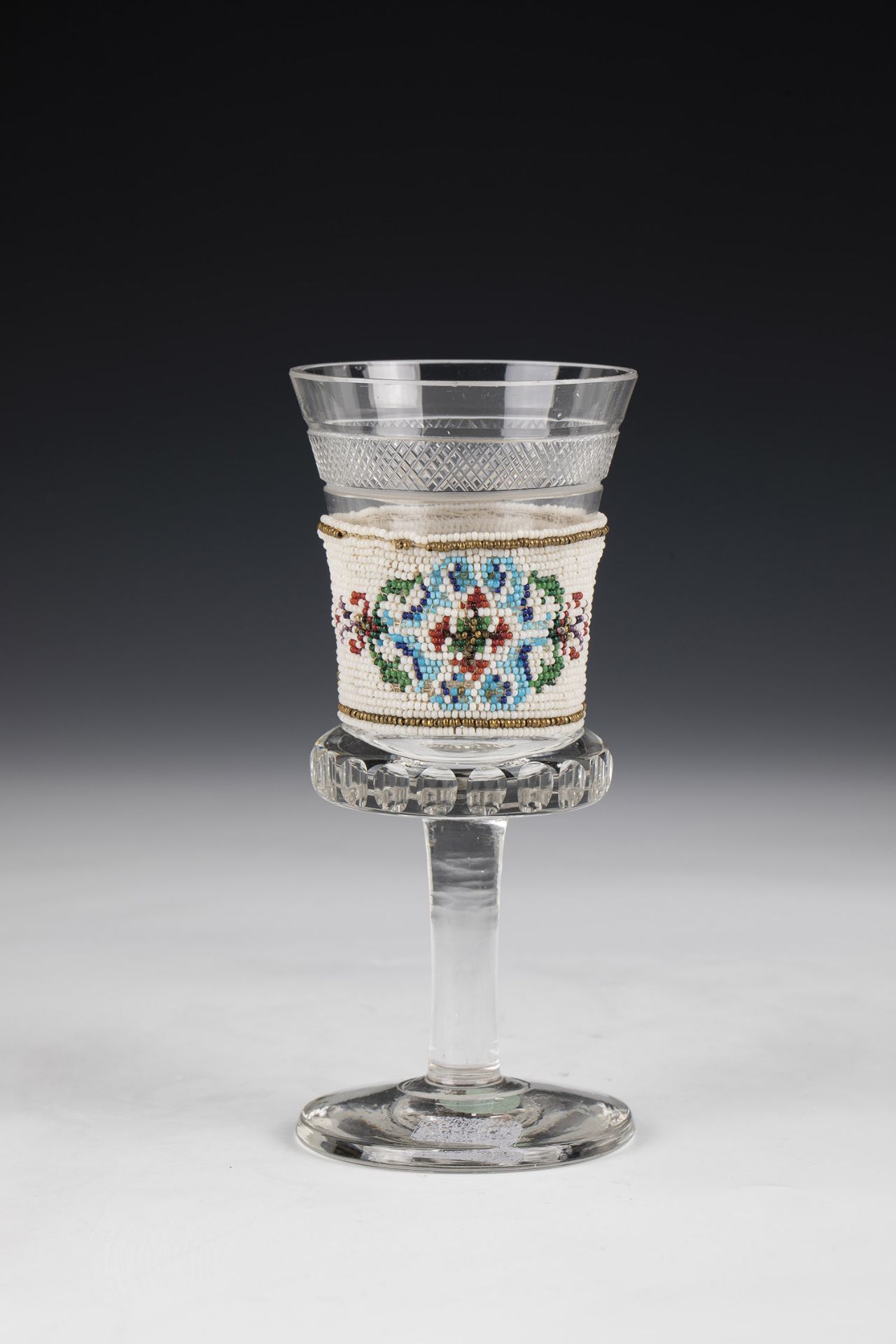 Beaded goblet Bohemia, ca. 1830 Colourless glass, disc base, base of the slightly conically