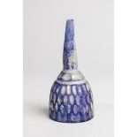 Bottle probably Iran, 9th-10th century A.D. Found in the ground. Cobalt blue glass with cut