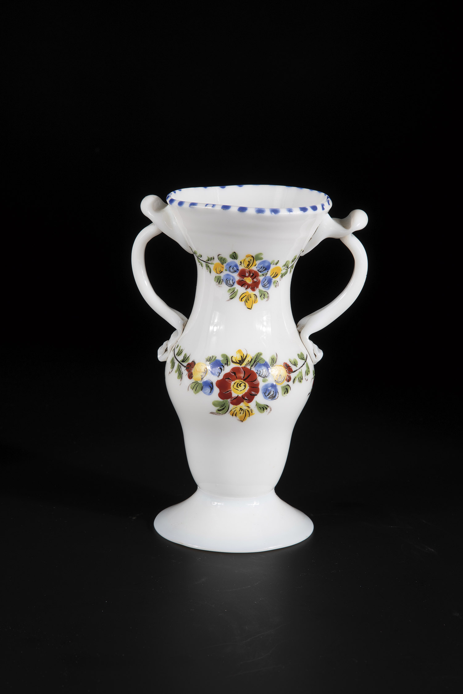 Handle vase German or Bohemia, 2nd half of the 18th century. Disc foot. Baluster-shaped wall with