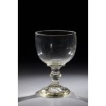 Berliner-Weisse-Glas with white rim Brandenburg, 2nd H. 19th century. Shaft with pressed ball nodus.