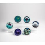 Six paperweights Scotland, Caithness, late 20th century Mixed lot of six paperweights ''Blue