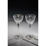 Two stem glasses Theresienthal crystal glass factory, ca. 1900 Colourless glass. Cut-decorated.