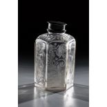 Hexagonal bottle with tin screw cap Brandenburg or Saxony, ca. 1670 Flat bottom with sanded tear-